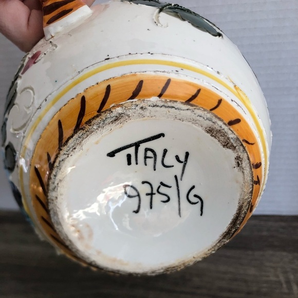 Vtg Italian Handcrafted Floral Ceramic Pitcher - Picture 8 of 15